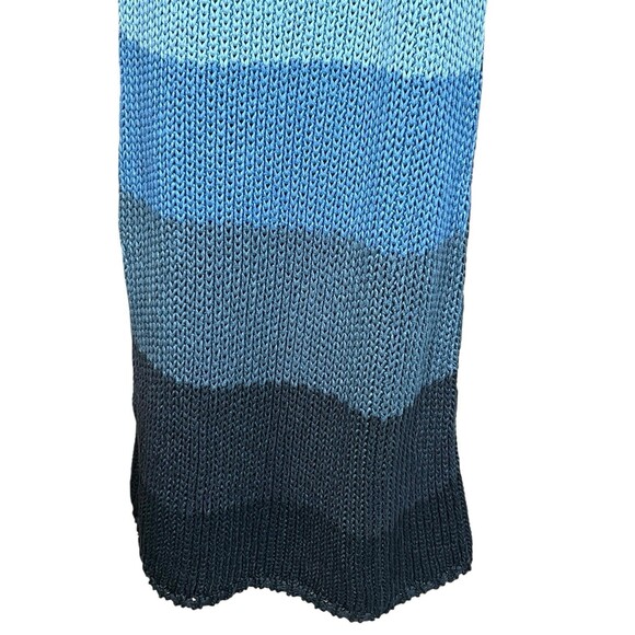 ZARA Crochet Knit Midi Dress S Blue Striped Tie Shoulder Boho Beach Resort NWT - Picture 9 of 15